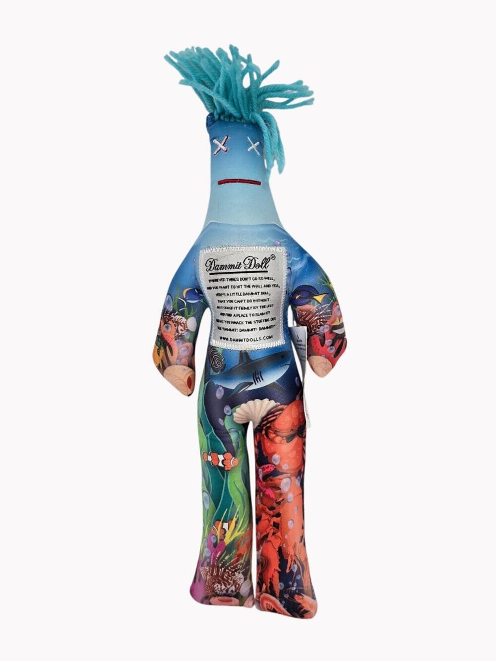 Dammit Doll 13" Ocean Themed Stress Relief Doll Yarn Hair Polyester Plush